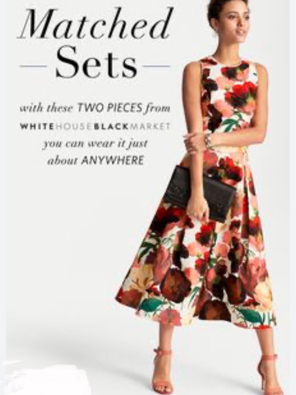 White House Black Market Floral Midi Skirt Set in Multi-Color